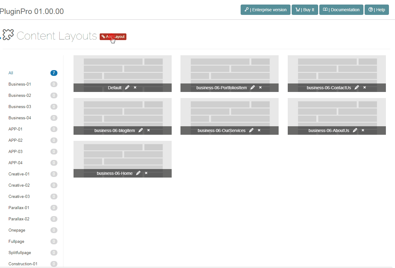 Content Layout Control Panel