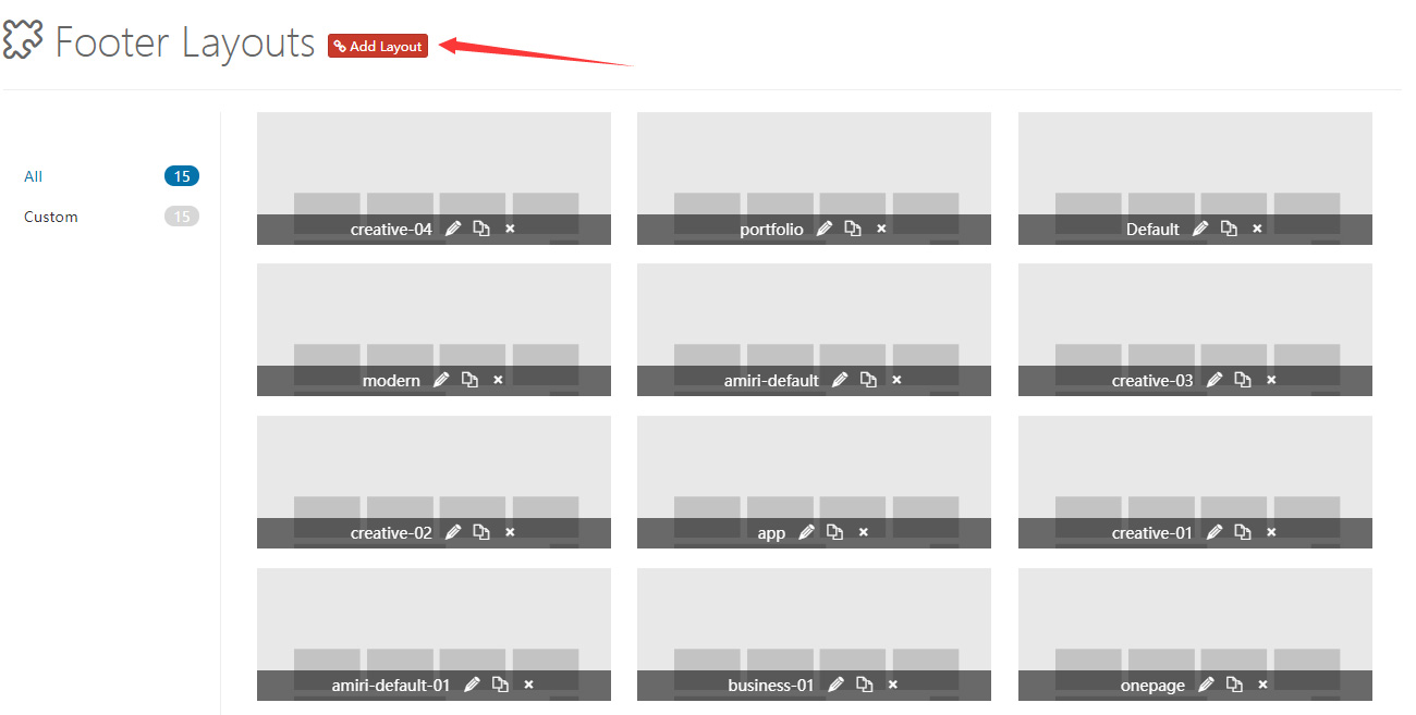 Footer Layouts List