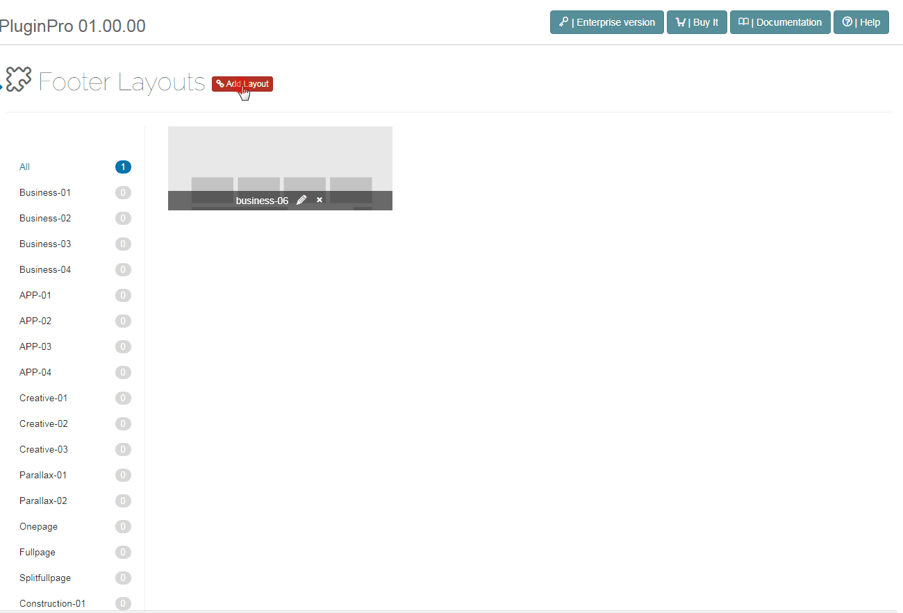 Footer Layout Control Panel