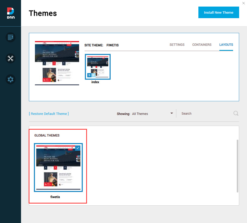 Select and apply the Fiwetis theme