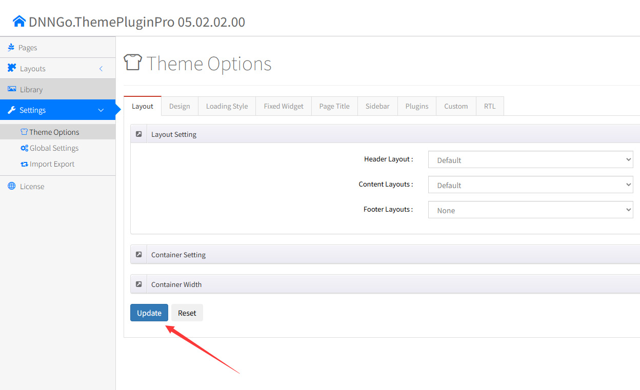 Update button initialization