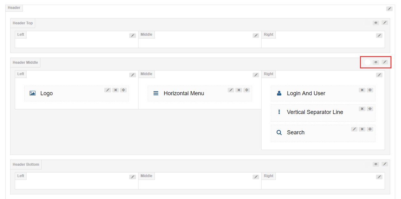 Header Area Settings