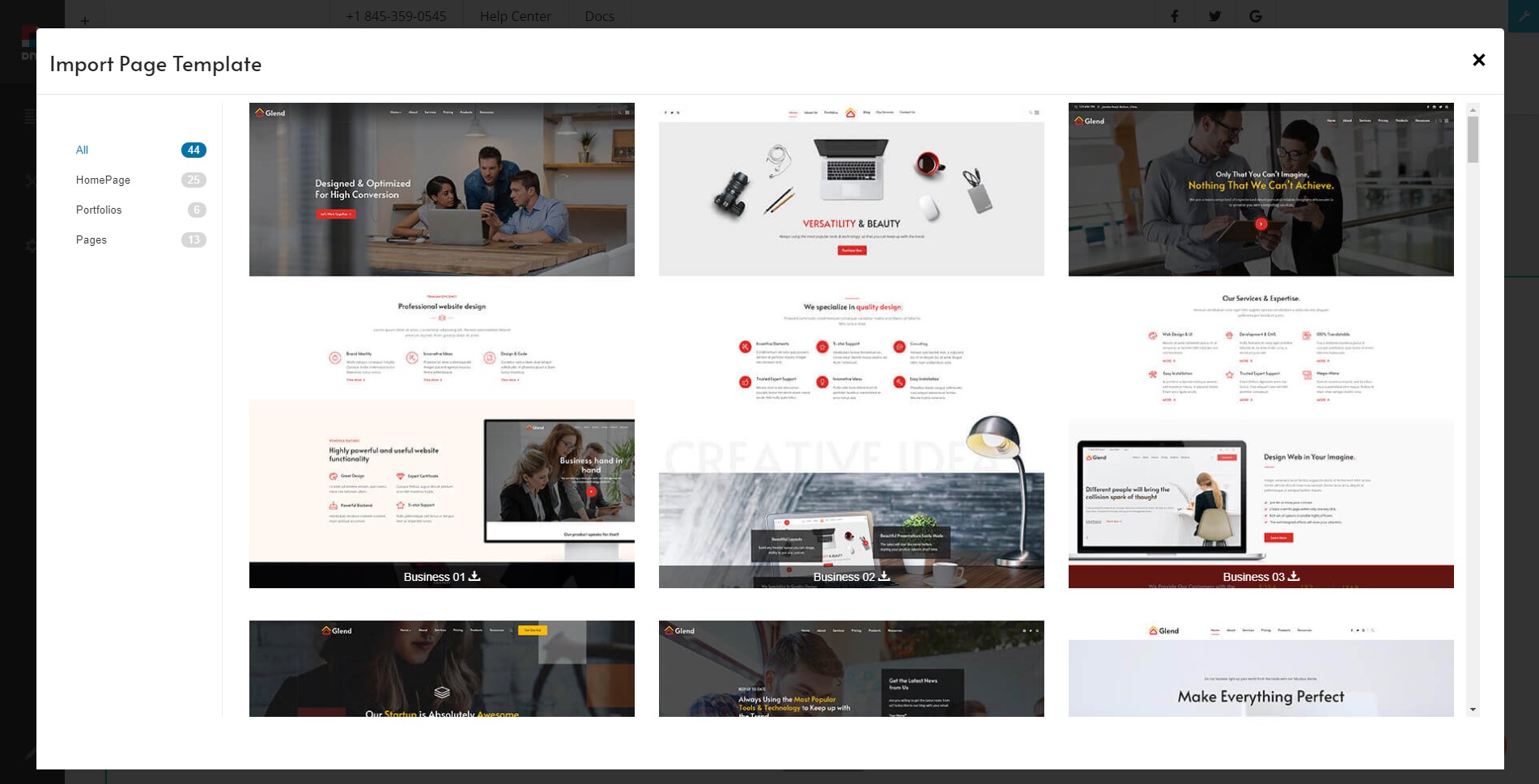 Select Page Template